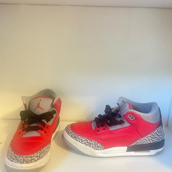 Jordan Kids Bright Red and Gray Sneakers - Picture 1 of 4